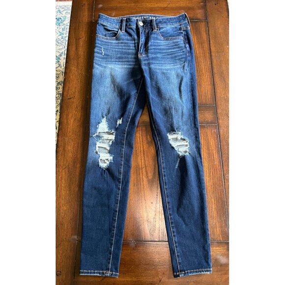 American Eagle Outfitters Hi-Rise Jegging Denim Distressed Jeans Size 6 - Picture 1 of 8